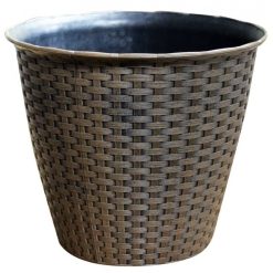 Flash Sale ✨ Kingfisher Garden Kingfisher Rattan House Garden Flower Plant Pot Interwoven Design 13.5 Inch PPOT03 ????