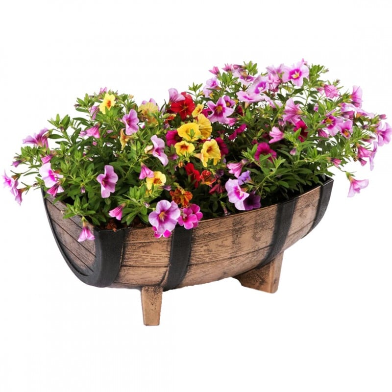Flash Sale ???? Kingfisher Garden Kingfisher Wood Effect Plant Half Barrel Plastic Planter Trough 22 Inch PPOT01 ✨ 9 Flash Sale ???? Kingfisher Garden Kingfisher Wood Effect Plant Half Barrel Plastic Planter Trough 22 Inch PPOT01 ✨ - Image 7