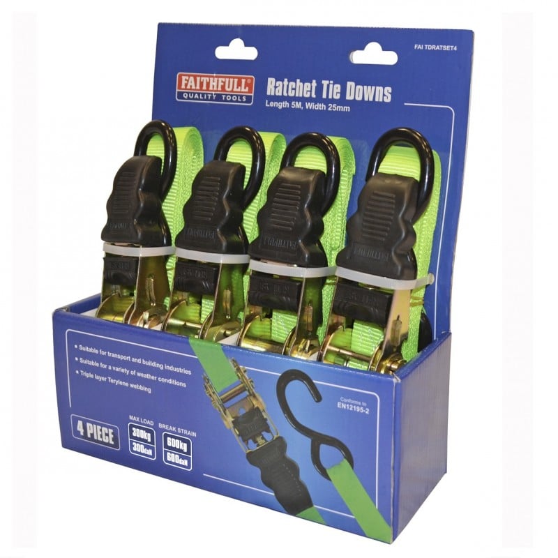 Best deal ???? FaithFull Tools Faithfull FAITDRATSET4 5m Tie Down Ratchet Strap 4 Pack XMS22RATCHET ???? 4 Best deal ???? FaithFull Tools Faithfull FAITDRATSET4 5m Tie Down Ratchet Strap 4 Pack XMS22RATCHET ???? - Image 2