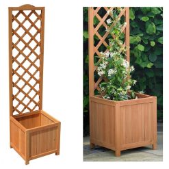 Buy ???? Kingfisher Garden Kingfisher Square Garden Wood Planter Wooden Trellis Backed 1.6m Tall PLANTER1 ????