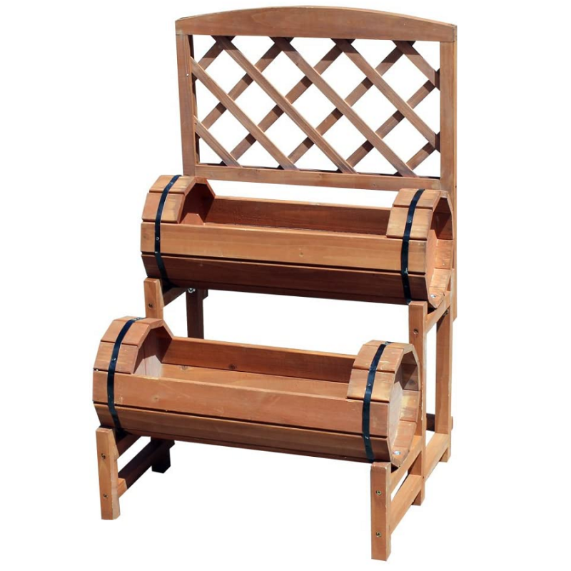 Hot Sale ⭐ Kingfisher Garden Kingfisher Wooden Decorative Twin Barrel Plant Flower Planter Trellis PLANTER6 ???? 4 Hot Sale ⭐ Kingfisher Garden Kingfisher Wooden Decorative Twin Barrel Plant Flower Planter Trellis PLANTER6 ???? - Image 2