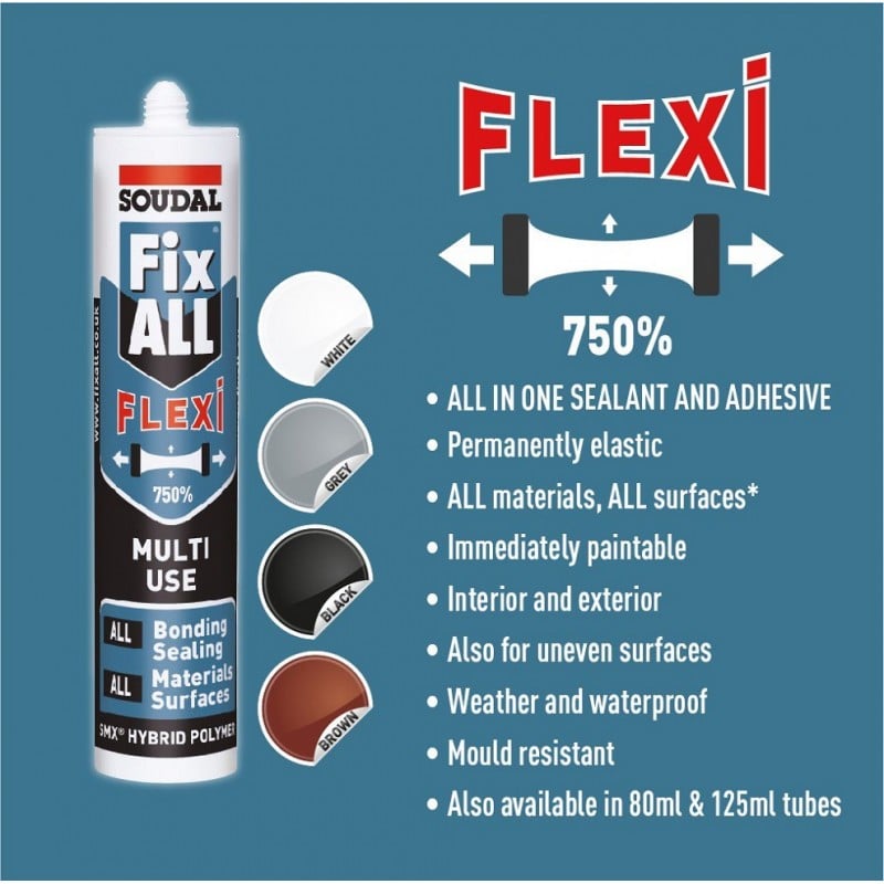 Buy ⌛ Soudal Fix ALL FLEXI GREY Multi Use Sealant Adhesive Food Safe ⌛ 4 Buy ⌛ Soudal Fix ALL FLEXI GREY Multi Use Sealant Adhesive Food Safe ⌛ - Image 2