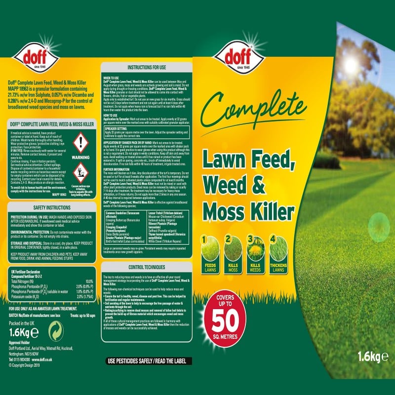 Wholesale ⌛ Doff 4 In 1 Complete Lawn Grass Feed Weed Moss Killer 1.6kg ❤️ 8 Wholesale ⌛ Doff 4 In 1 Complete Lawn Grass Feed Weed Moss Killer 1.6kg ❤️ - Image 6