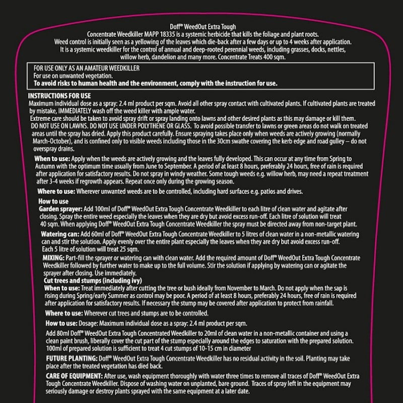 Promo ???? Doff WeedOut Weedkiller Extra Tough Concentrate Weed Killer 1 Litre F-FC-A00-DOF ???? 5 Promo ???? Doff WeedOut Weedkiller Extra Tough Concentrate Weed Killer 1 Litre F-FC-A00-DOF ???? - Image 3
