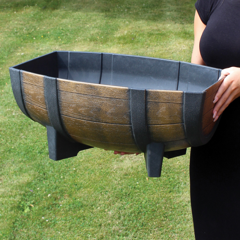 Flash Sale ???? Kingfisher Garden Kingfisher Wood Effect Plant Half Barrel Plastic Planter Trough 22 Inch PPOT01 ✨ 4 Flash Sale ???? Kingfisher Garden Kingfisher Wood Effect Plant Half Barrel Plastic Planter Trough 22 Inch PPOT01 ✨ - Image 2